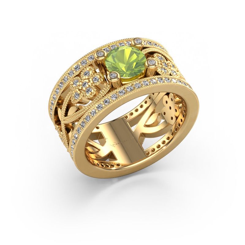 Ring Severine 585 goud peridoot 6 mm