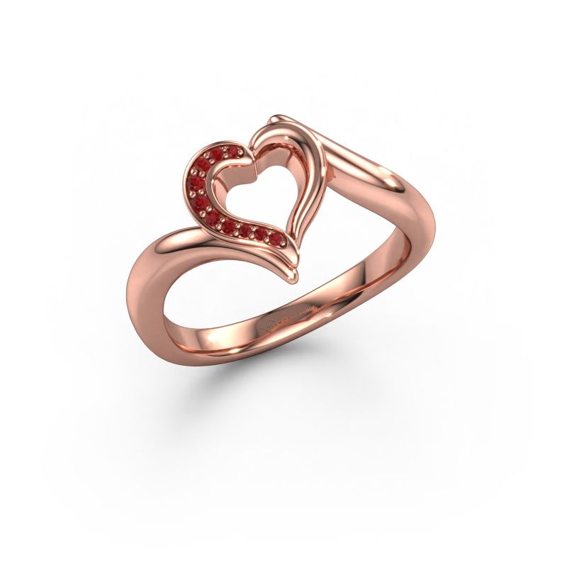 Ring Katlyn express 585 rosé goud robijn 0.8 mm