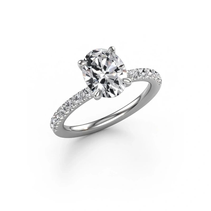Bague de fiançailles Crystal OVL 2 950 platine diamant synthétique 2.08 crt