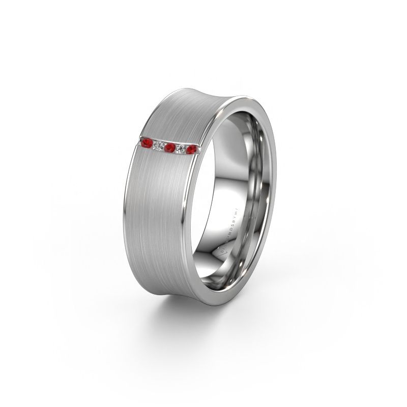 Wedding ring WH2021B 585 white gold ruby ±7x2 mm