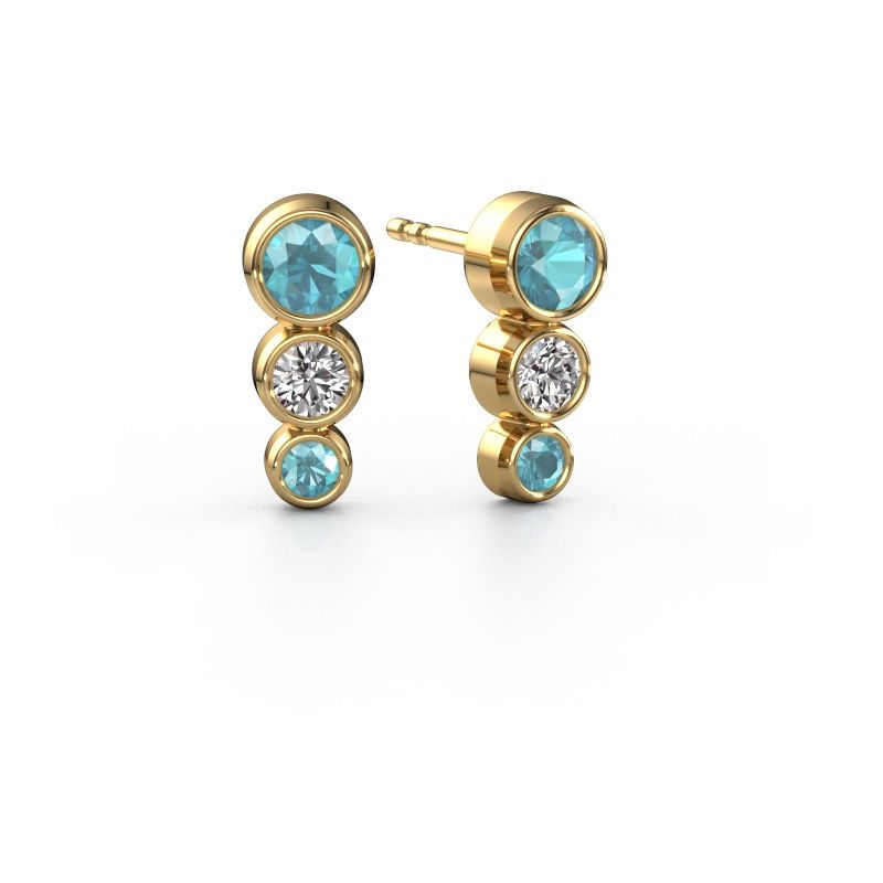 Stud earrings Linda 585 gold blue topaz 4 mm