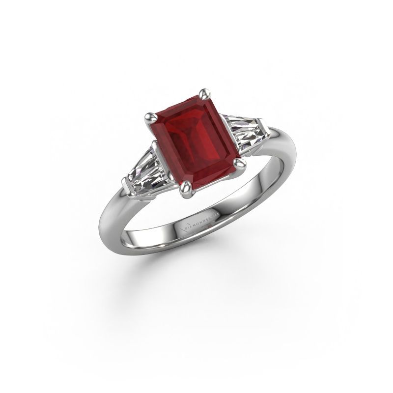Verlobungsring Kina EME 950 Platin Rubin 8x6 mm