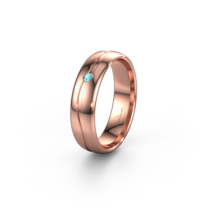 Wedding ring WH0905L35X 585 rose gold blue topaz ±5x1.7 mm