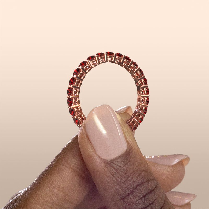 Image of Stackable ring Michelle full 2.4 585 rose gold garnet 2.4 mm