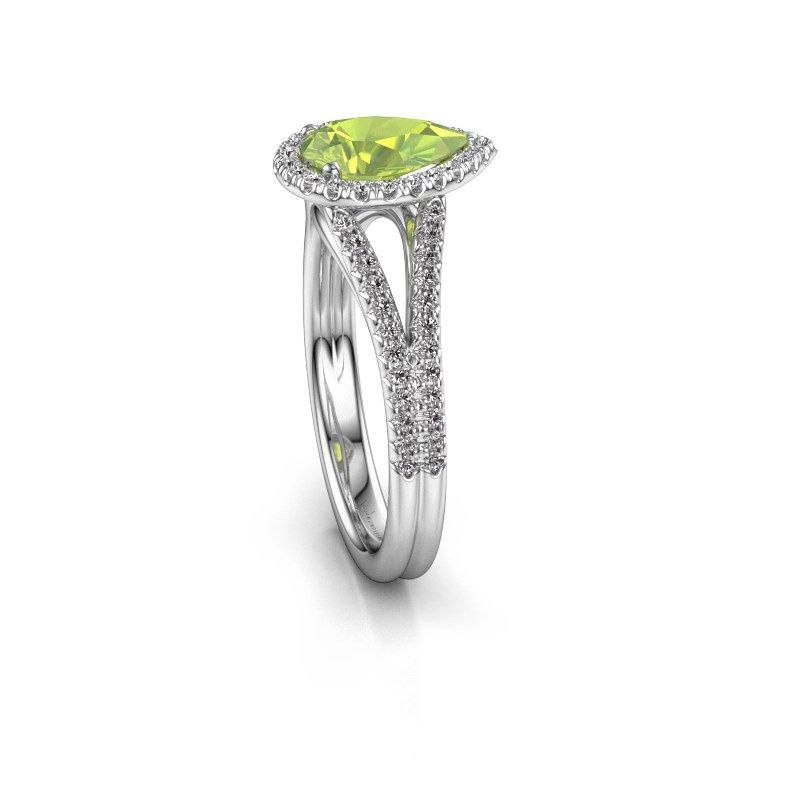 Afbeelding van Verlovingsring verla pear 2<br/>585 witgoud<br/>Peridoot 8x6 mm