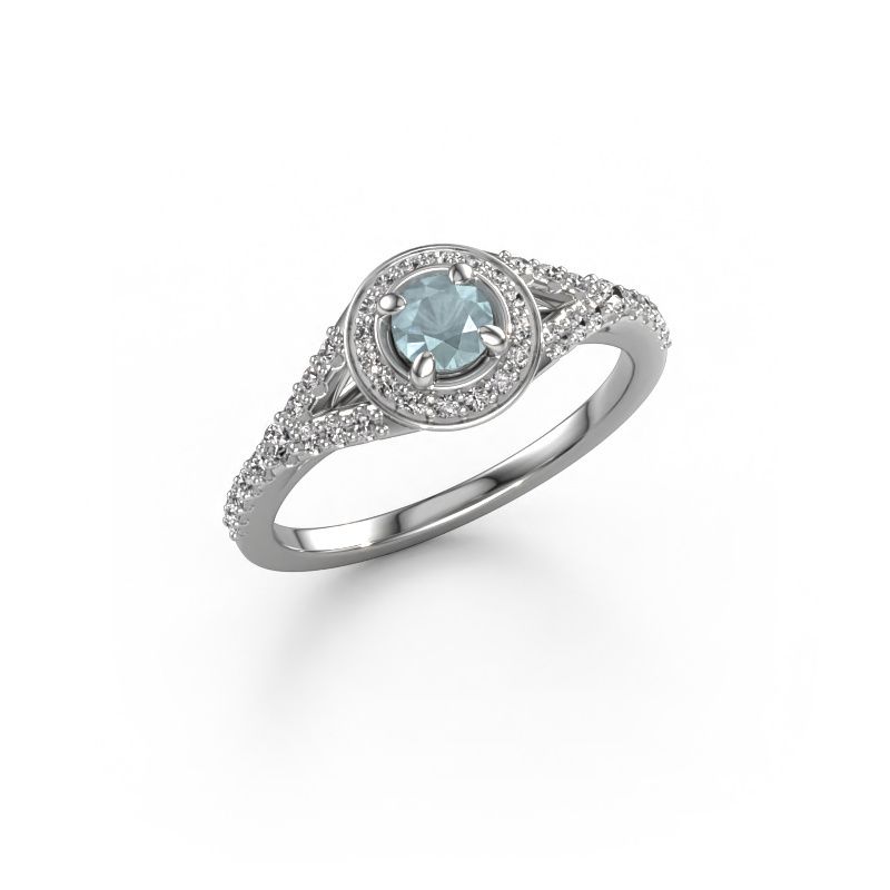 Verlobungsring Pamela RND 585 Weißgold Aquamarin 4 mm