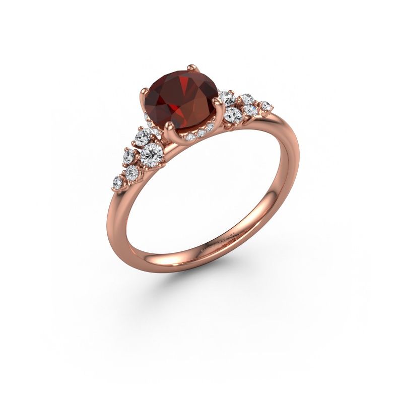 Verlobungsring Emma RND 585 Roségold Granat 6.5 mm
