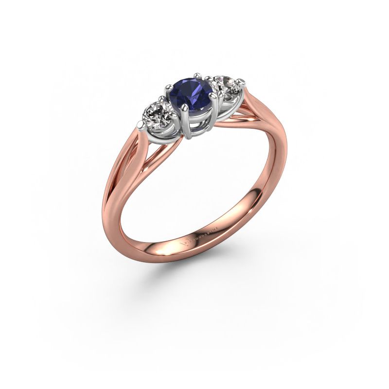 Verlovingsring Amie RND 585 rosé goud saffier 4.2 mm