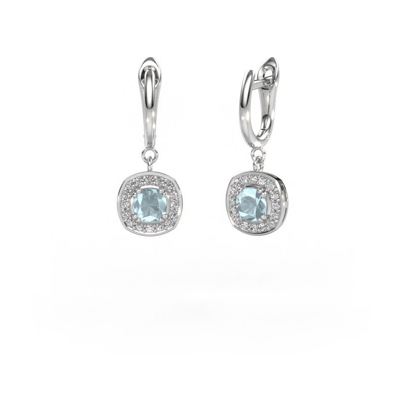 Pendants d'oreilles Marlotte 1 950 platine aigue-marine 5 mm