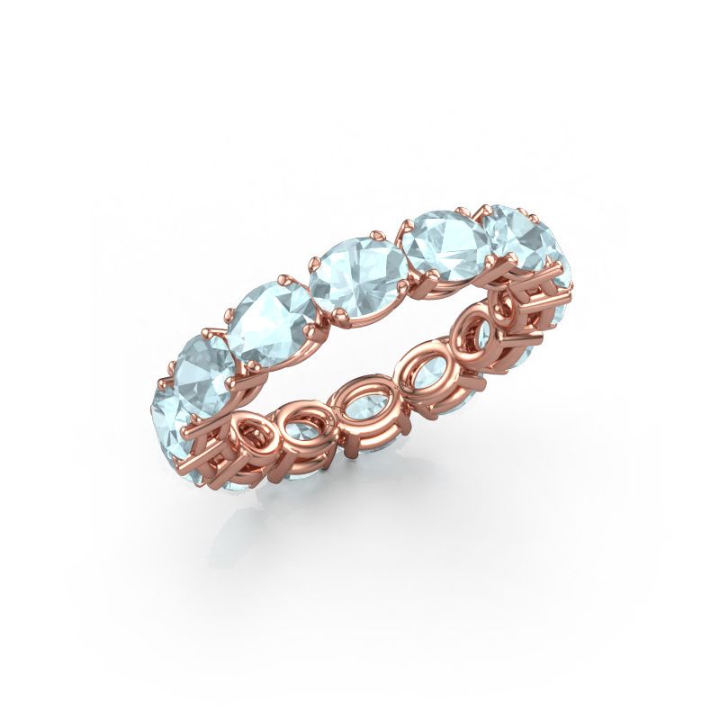 Bague Vivienne OVL 5x4 585 or rose aigue-marine 5x4 mm