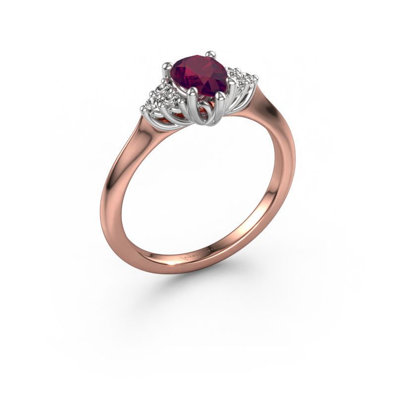 Verlobungsring Felipa PER 585 Roségold Rhodolit 7x5 mm