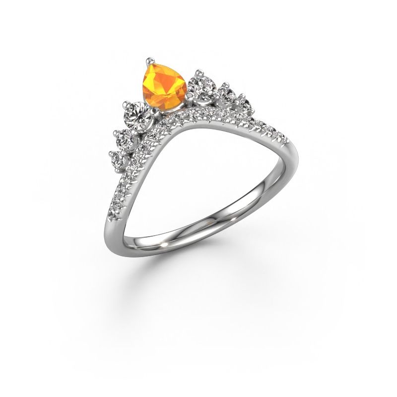 Aanschuifring Crown B 585 witgoud citrien 5x4 mm
