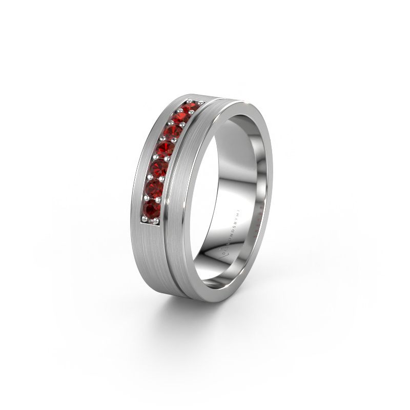 Image of Wedding ring WH0312L16AM 950 platinum garnet ±0.24x0.07 in