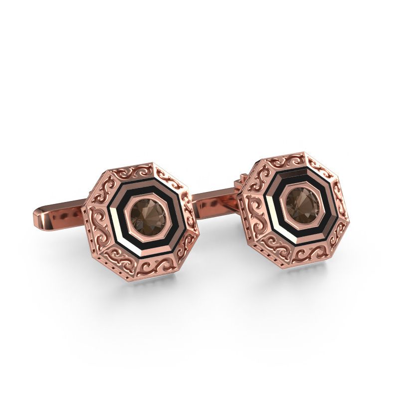 Boutons de manchettes Dion 585 or rose quartz fumé 5 mm