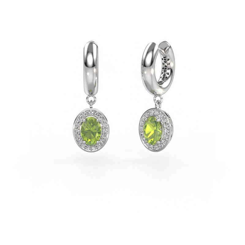 Pendants d'oreilles Annett 950 platine péridot 7x5 mm