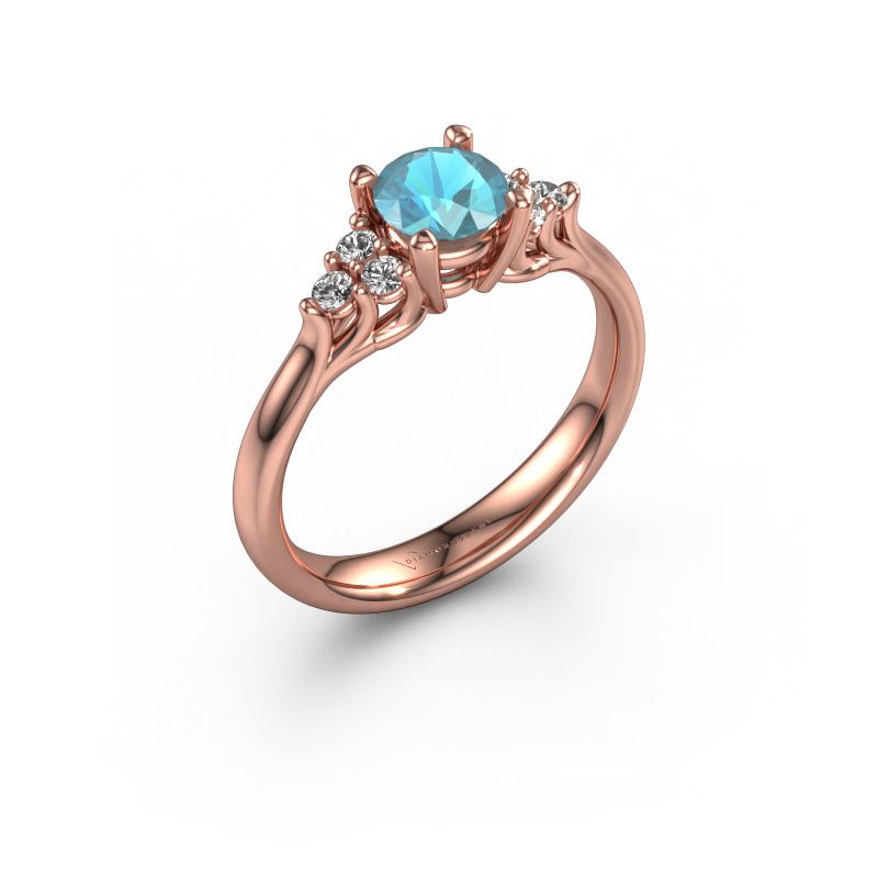 Bague de fiançailles Monika RND 585 or rose topaze bleue 5.5 mm