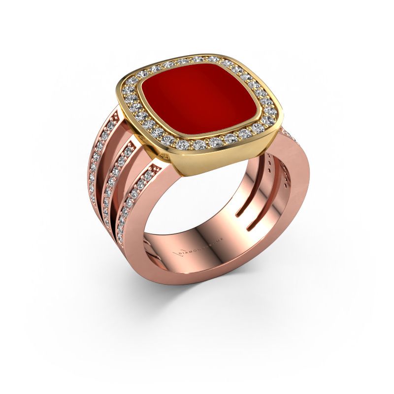 Chevalière Tijn 585 or rose cornaline 13x11 mm