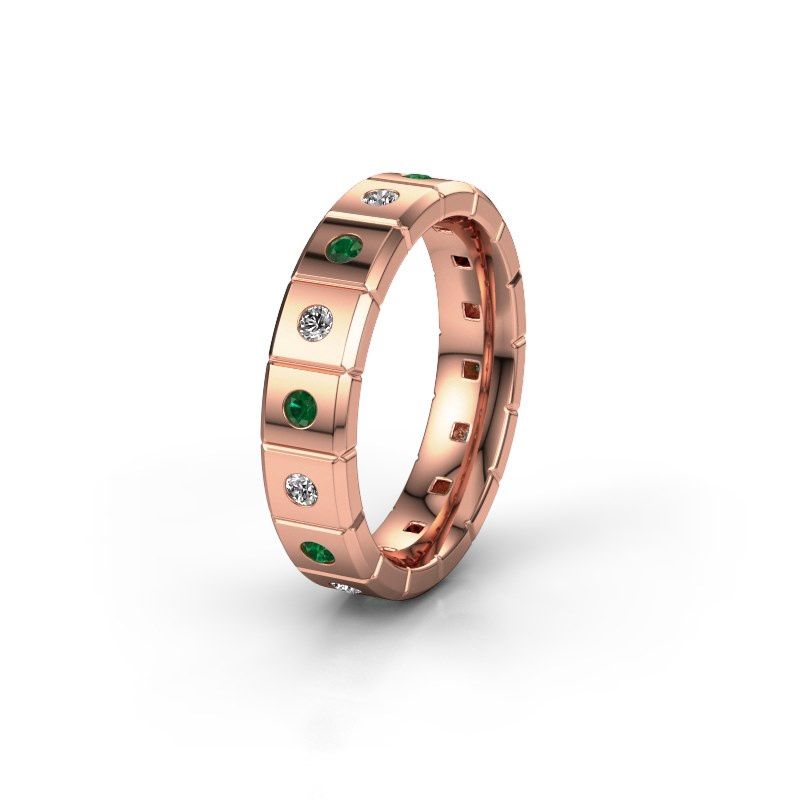 Image of Weddings ring WH2055L15DP<br/>585 rose gold ±5x2.4 mm<br/>Emerald