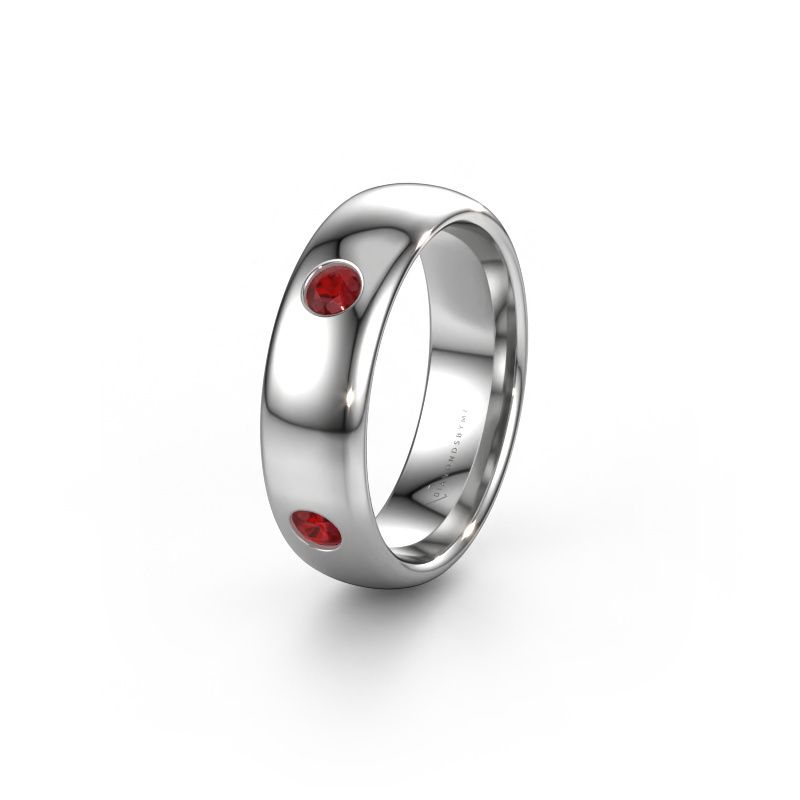 Wedding ring WH0104L36BP 585 white gold ruby 3 mm ±6x2 mm
