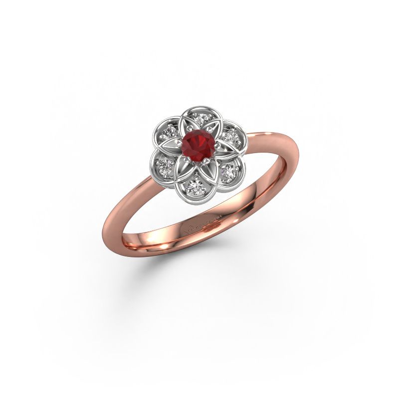 Ring Uma 585 rosé goud robijn 3 mm