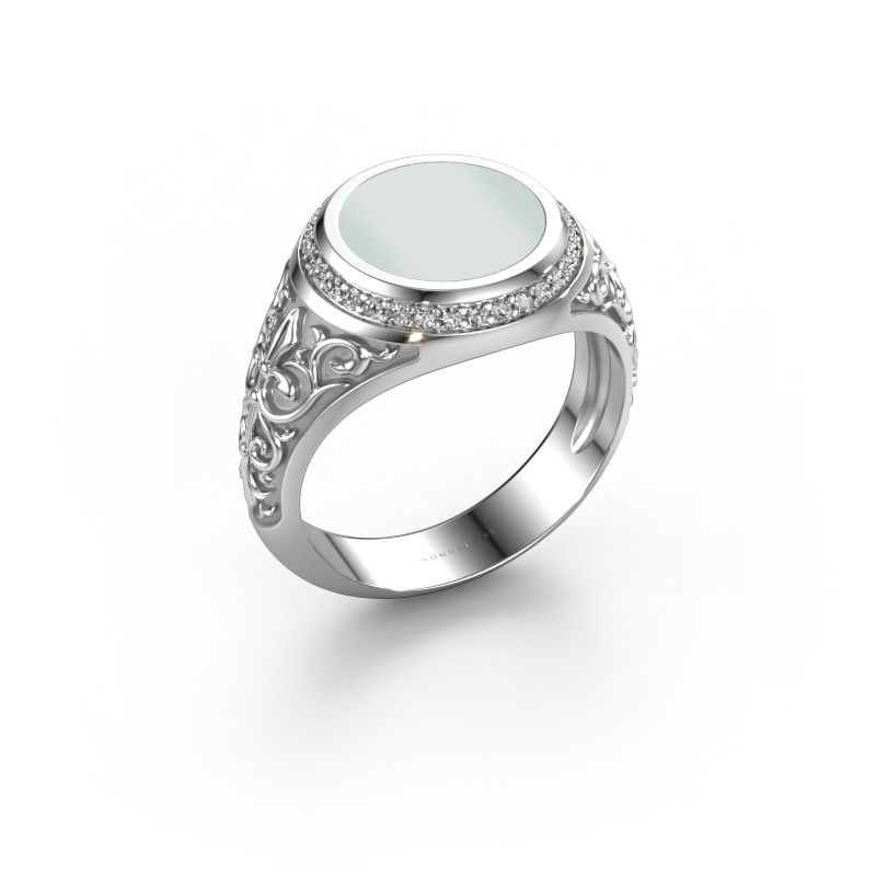 Zegelring Moor 2 585 witgoud groene lagensteen 10 mm