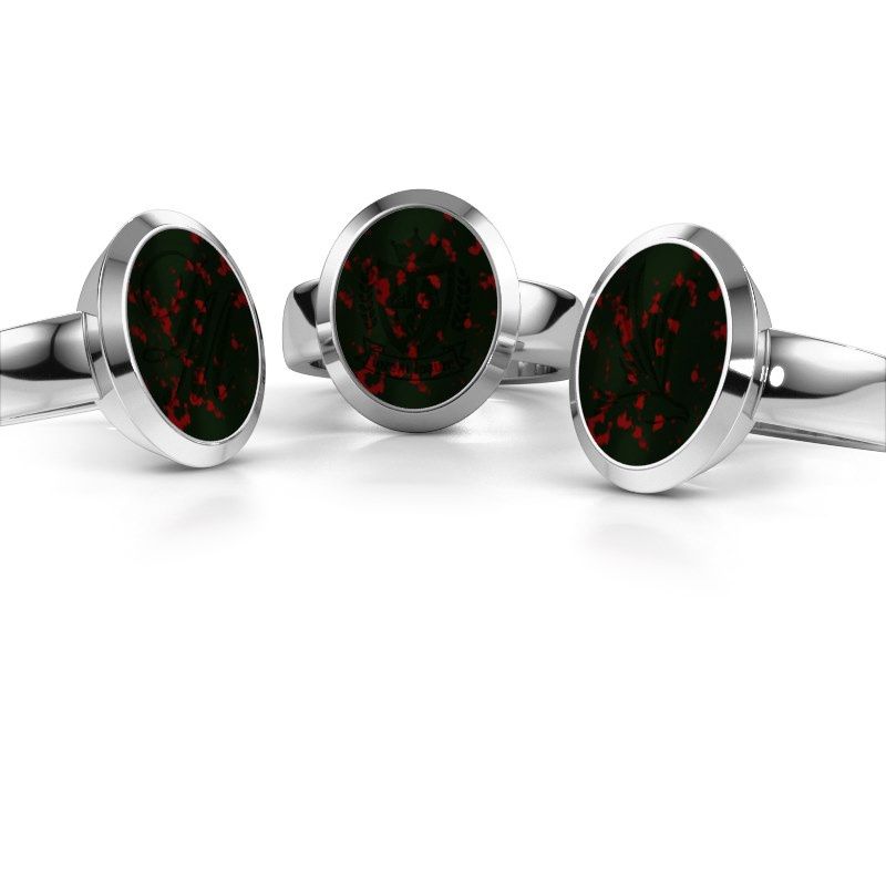Afbeelding van Zegelring Oscar 4<br/>585 witgoud<br/>Heliotroop 15x12 mm