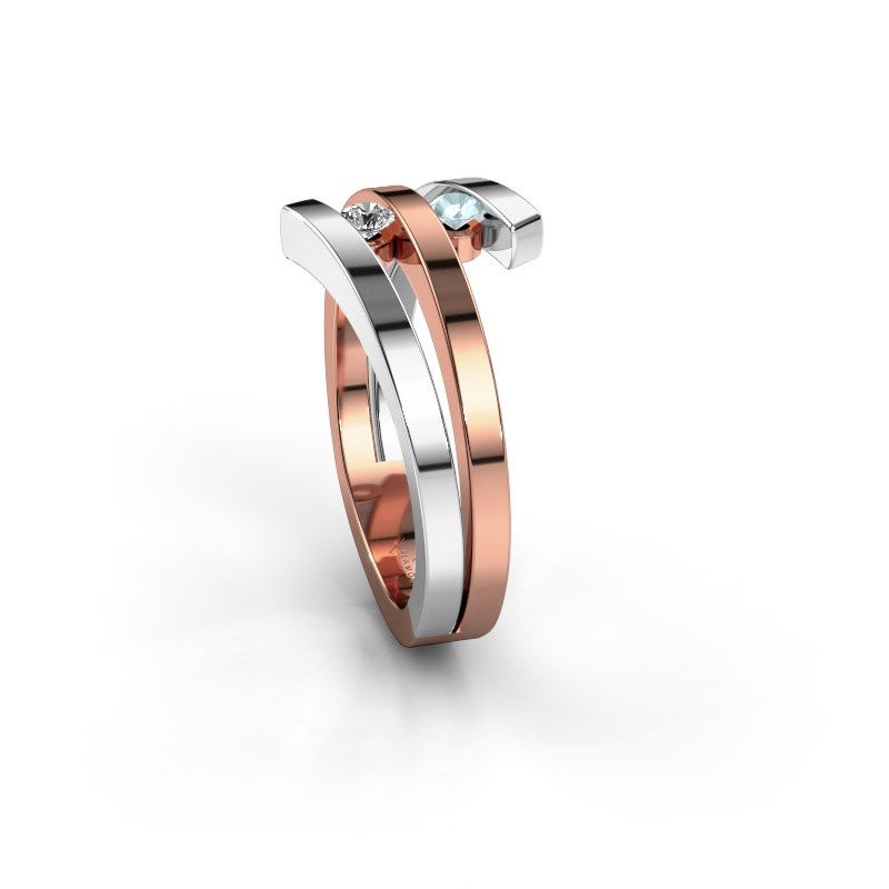 Image de Bague Synthia<br/>585 or rose<br/>Aigue-marine 2.5 mm