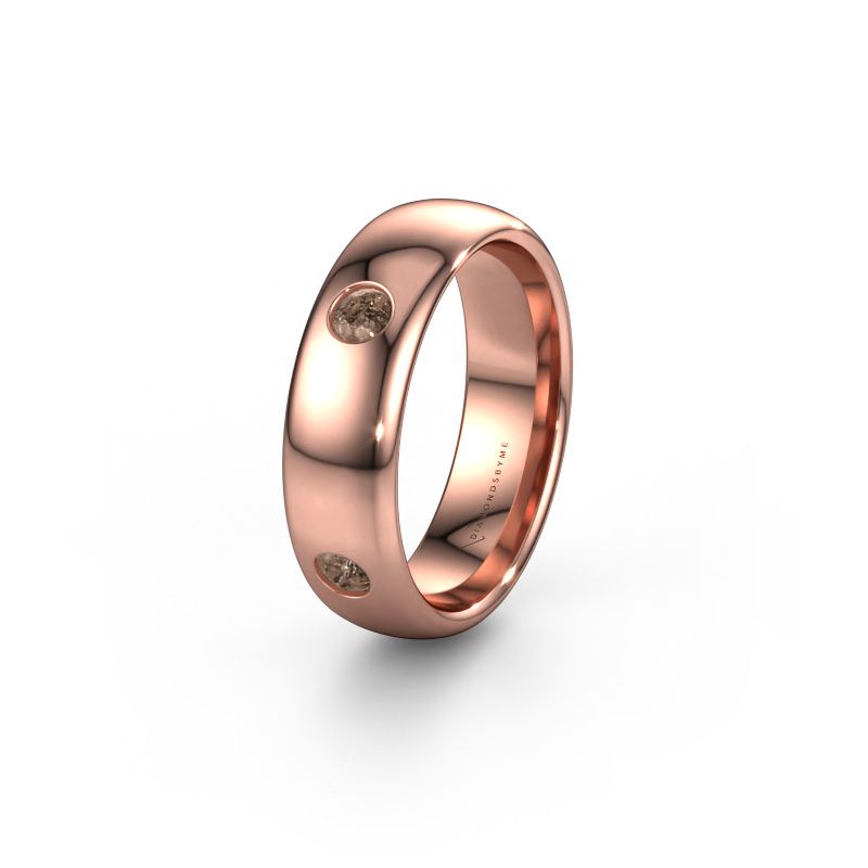 Trouwring WH0104L36BP 585 rosé goud bruine diamant 0.50 crt ±6x2 mm