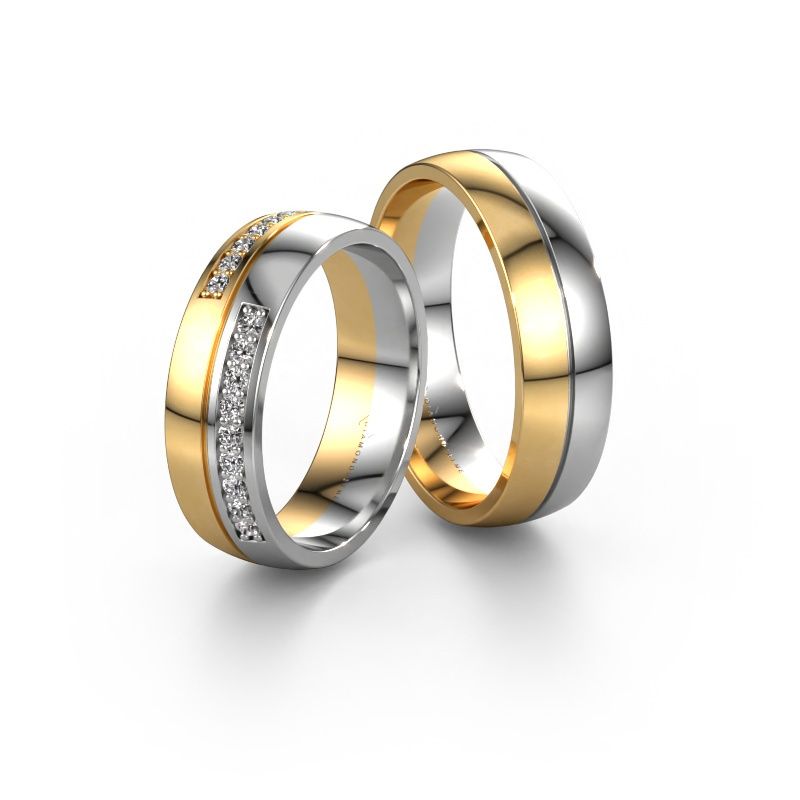 Trauringe set WH0213LM26A15P ±5x1.7 mm 14 Karat Gold Diamant 0.015 crt