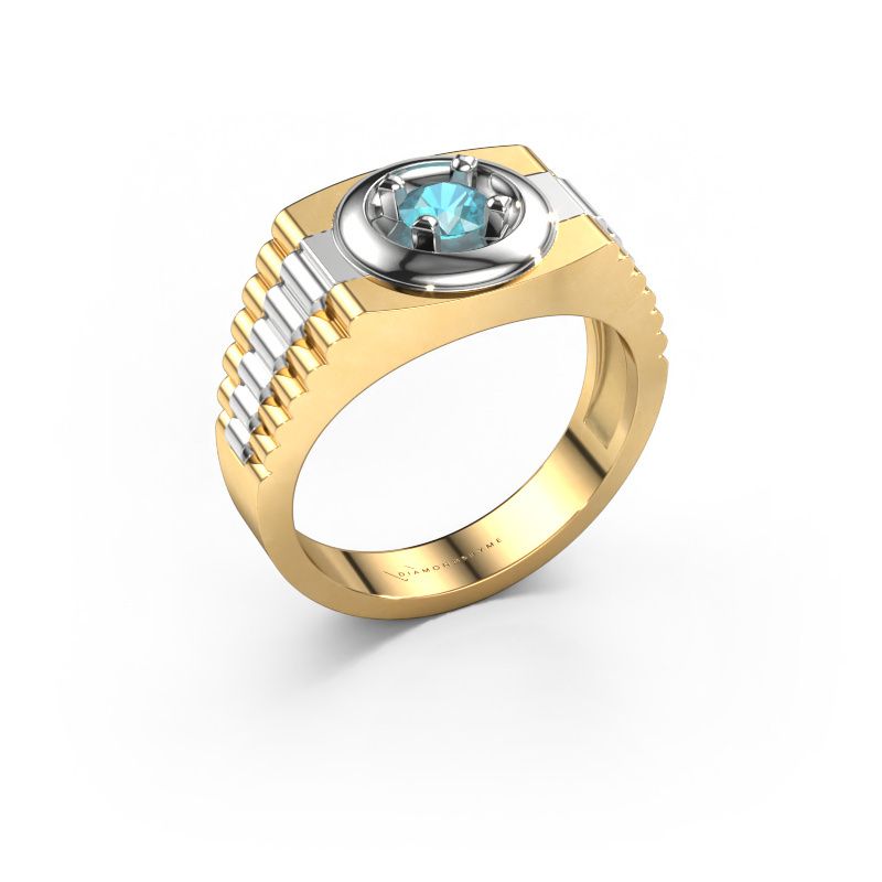 Men's ring Edward 585 gold blue topaz 4.7 mm