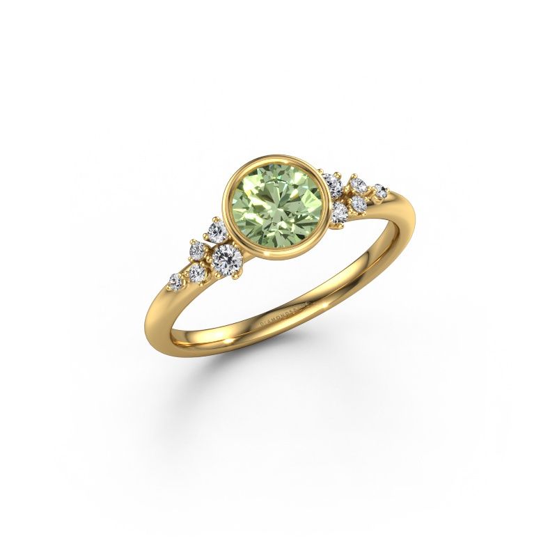 Engagement ring Aliyah RND 585 gold green lab grown diamond 5.7 mm