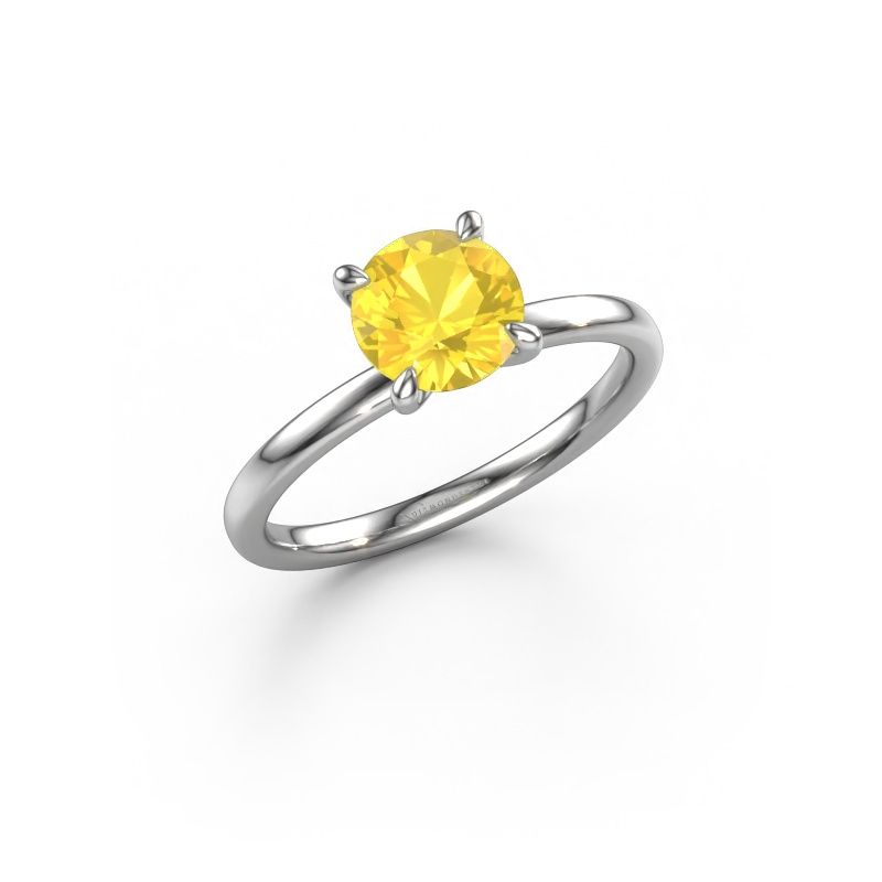 Engagement ring Crystal RND 1 585 white gold yellow sapphire 6.8 mm