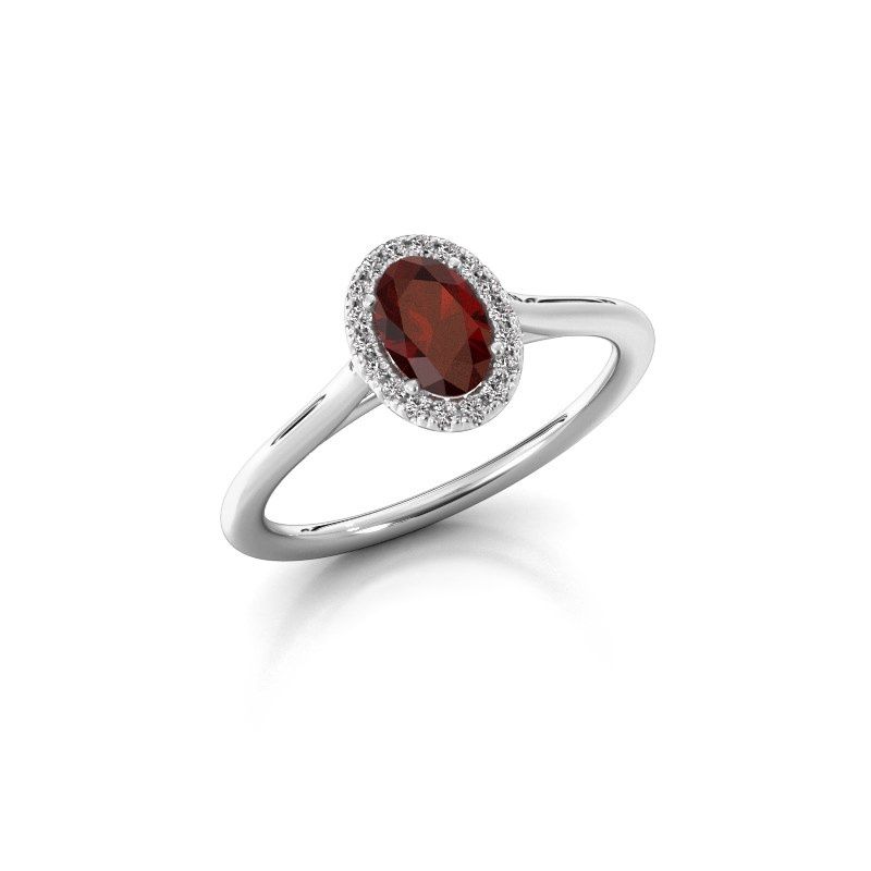 Image of Engagement ring seline ovl 1<br/>950 platinum<br/>Garnet 6x4 mm