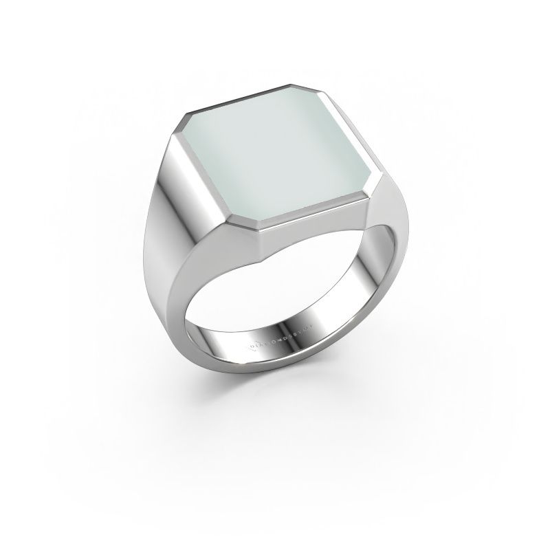 Chevalière Lars 3 950 platine nicolo verte 14x12 mm