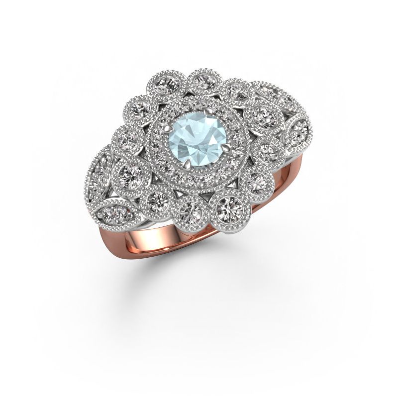 Ring Elia 585 rosé goud aquamarijn 5 mm