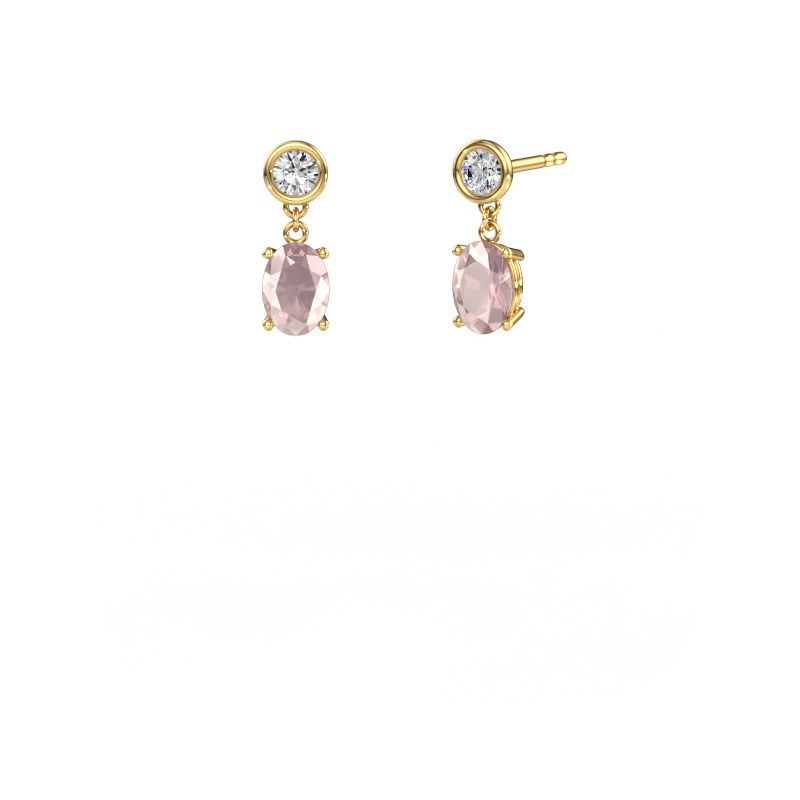 Drop earrings Lacey OVL 585 gold morganite champagne 7x5 mm
