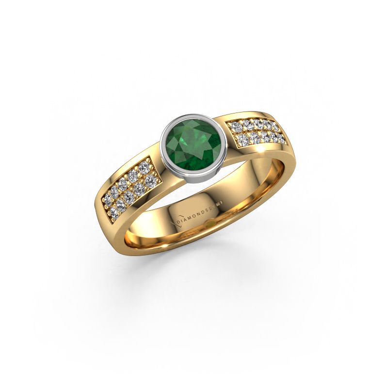 Bague de fiançailles Ise 3 585 or jaune emeraude 4.7 mm
