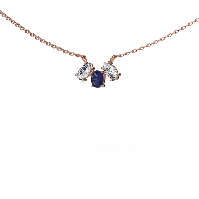 Ketting Rachal 585 rosé goud saffier 4x3 mm