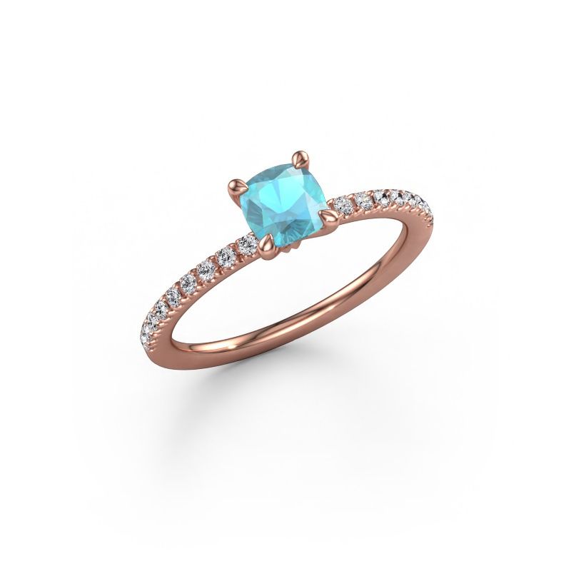 Engagement ring Crystal CUS 2 585 rose gold blue topaz 5 mm