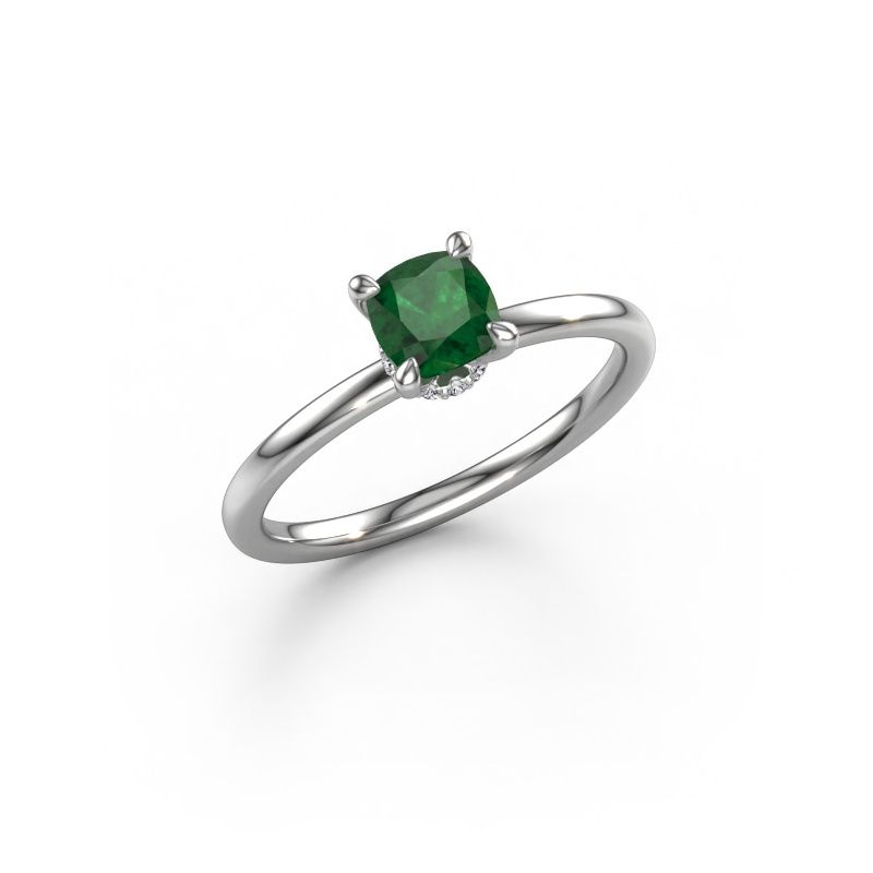 Engagement ring Crystal CUS 3 950 platinum emerald 5 mm