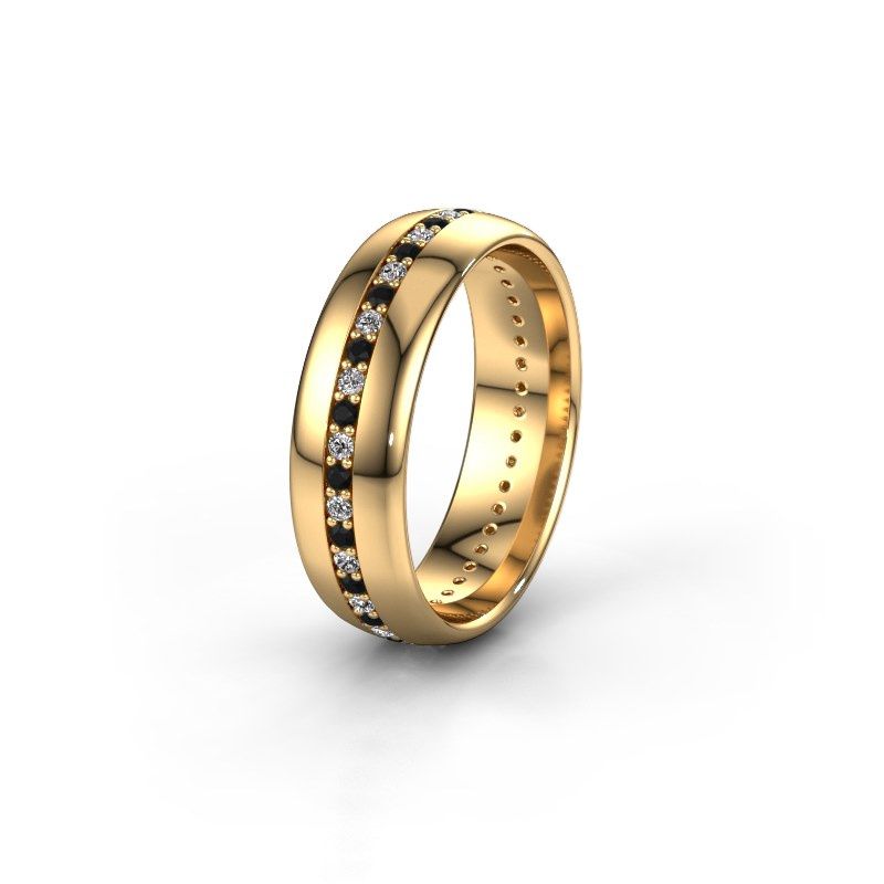 Image of Wedding ring WH0203L36AP<br/>585 gold ±6x1.7 mm<br/>Black diamond