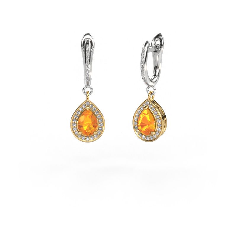 Drop earrings Ginger 2 585 gold citrin 7x5 mm