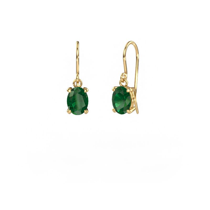 Drop earrings Laurie OVL 1 585 gold emerald 8x6 mm