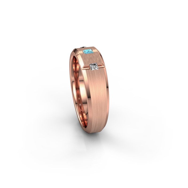 Image of Men's ring justin<br/>585 rose gold<br/>Blue topaz 2.5 mm