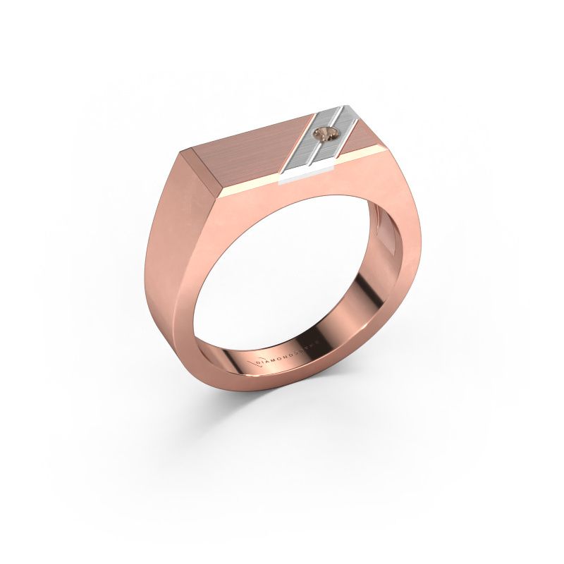 Heren ring Dree 5 585 rosé goud bruine diamant 0.055 crt