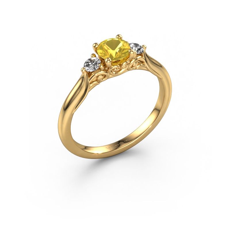 Verlobungsring Laurian RND 585 Gold Gelb Saphir 5 mm