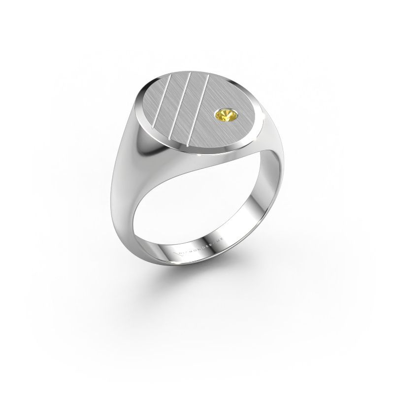 Chevalière Wesley 4 950 platine saphir jaune 2.5 mm