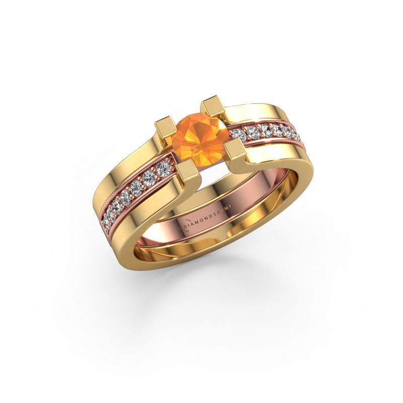 Bague de fiançailles Myrthe 585 or rose citrine 5 mm