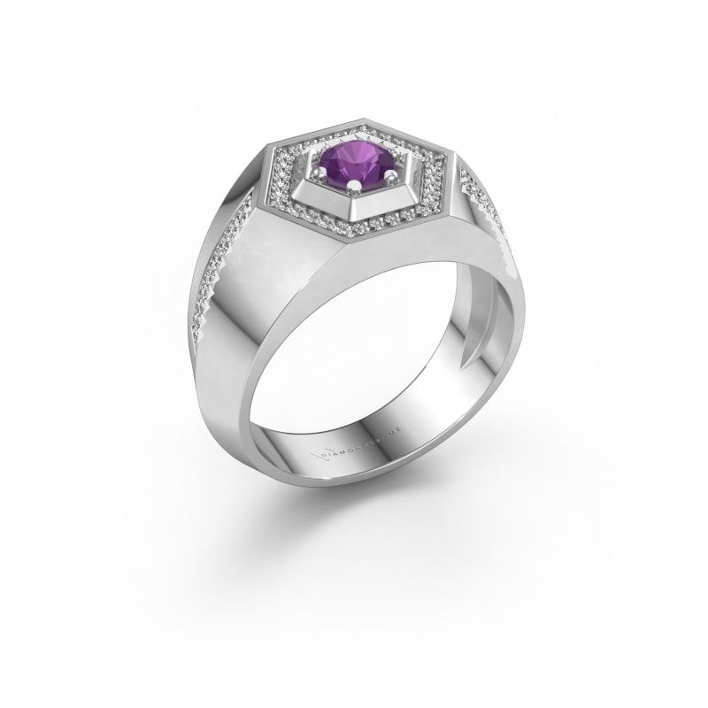 Heren ring Sjoerd 585 witgoud amethist 4.7 mm