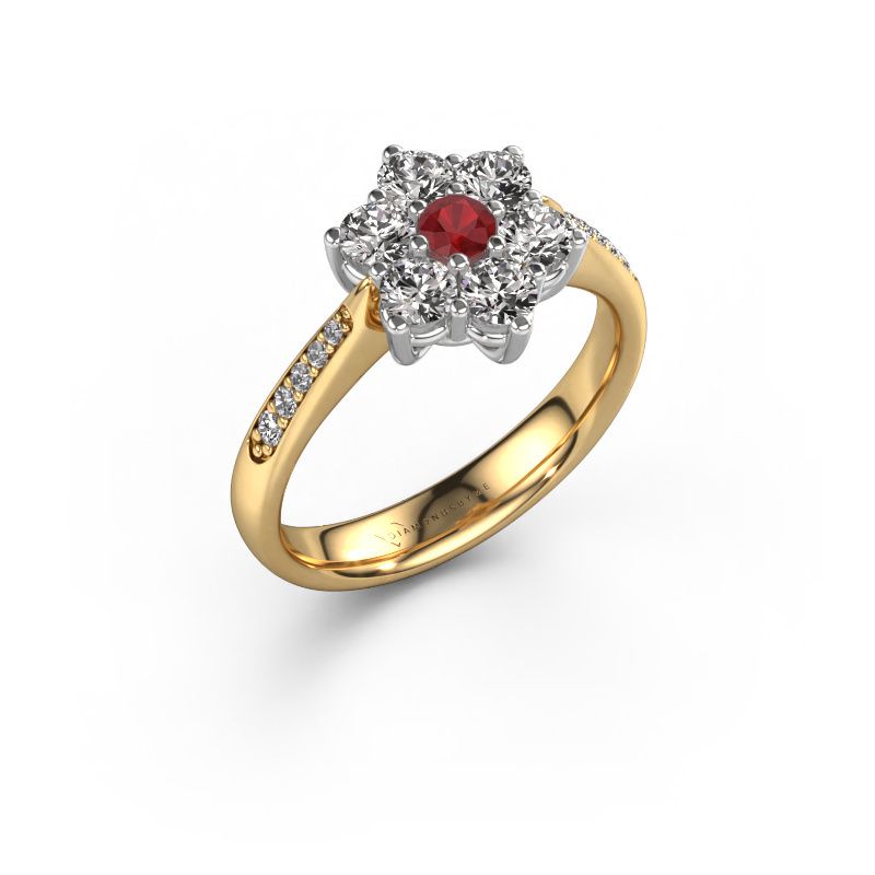 Engagement ring Chantal 2 585 gold ruby 1.7 mm